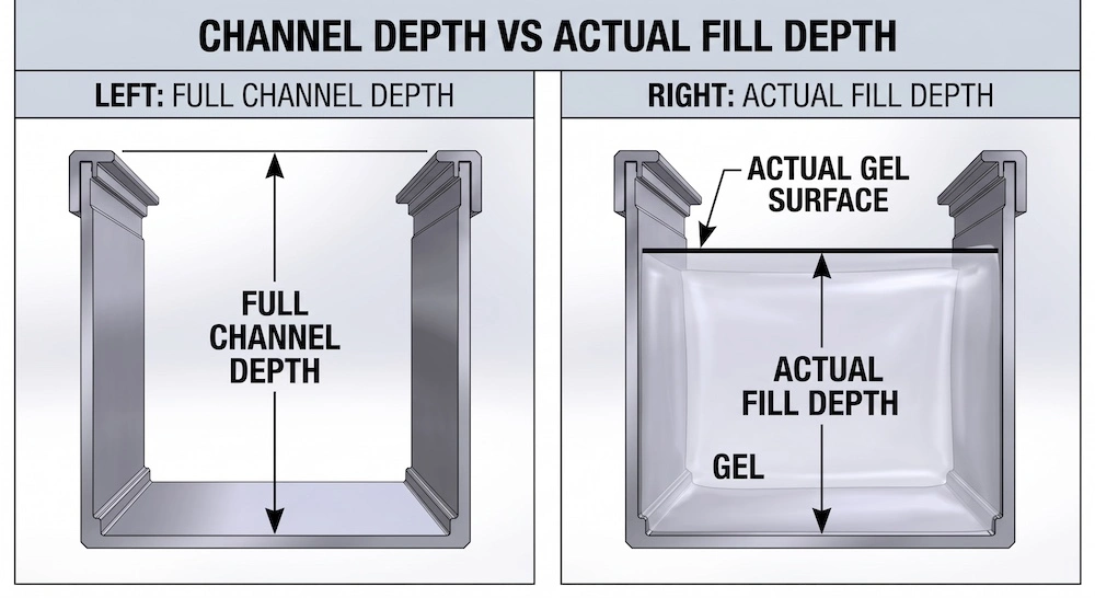Channel Depth vs Actual Gel Fill Depth