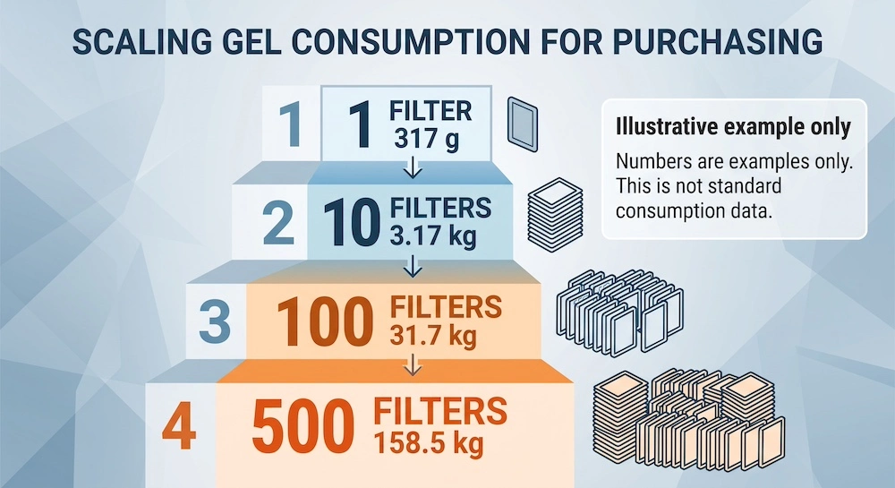 HEPA Filter Silicone Gel Quantity by Production Batch