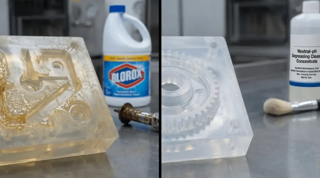 Harsh Chemical Damage vs Proper Neutral-pH Silicone Mold Care
