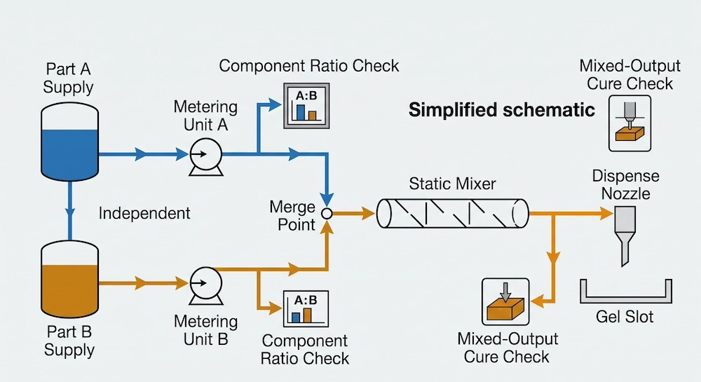 Separate Metering and Mixing Checks for Silicone Gel