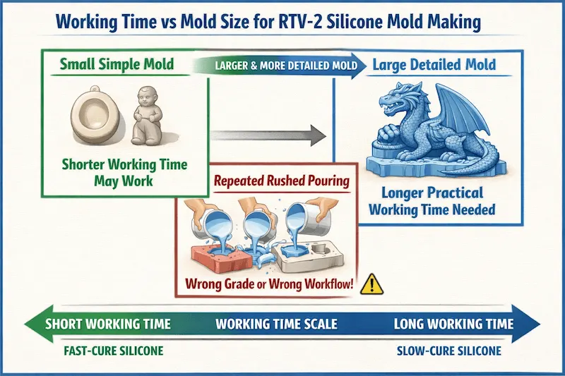Диаграмма зависимости рабочего времени от размера пресс-формы