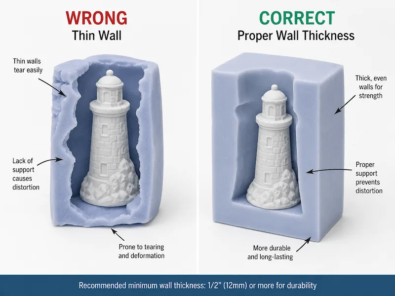 Wrong vs Correct Mold Wall Thickness