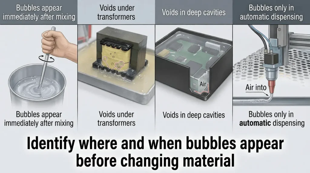 silicone-potting-bubble-pattern-troubleshooting