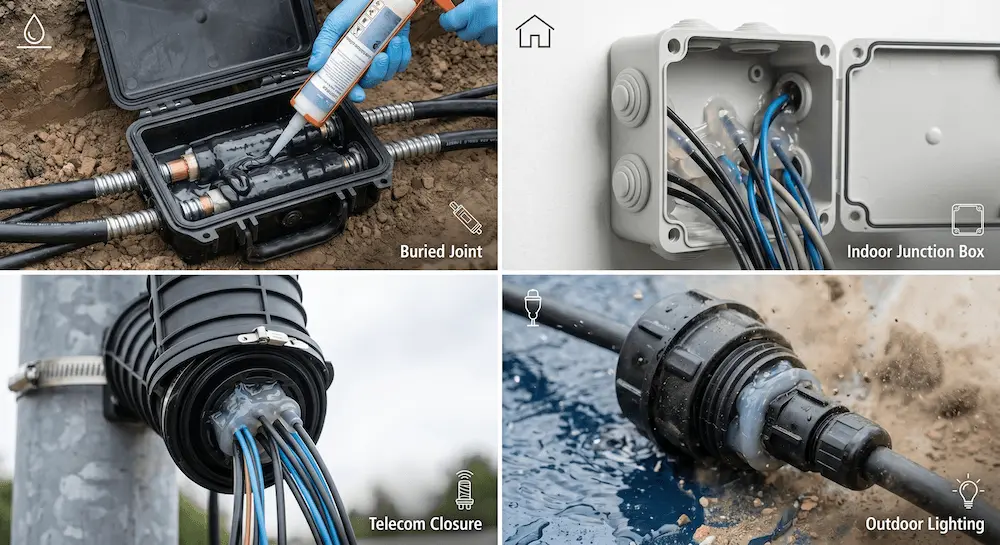 soft-silicone-gel-cable-closure-application-collage