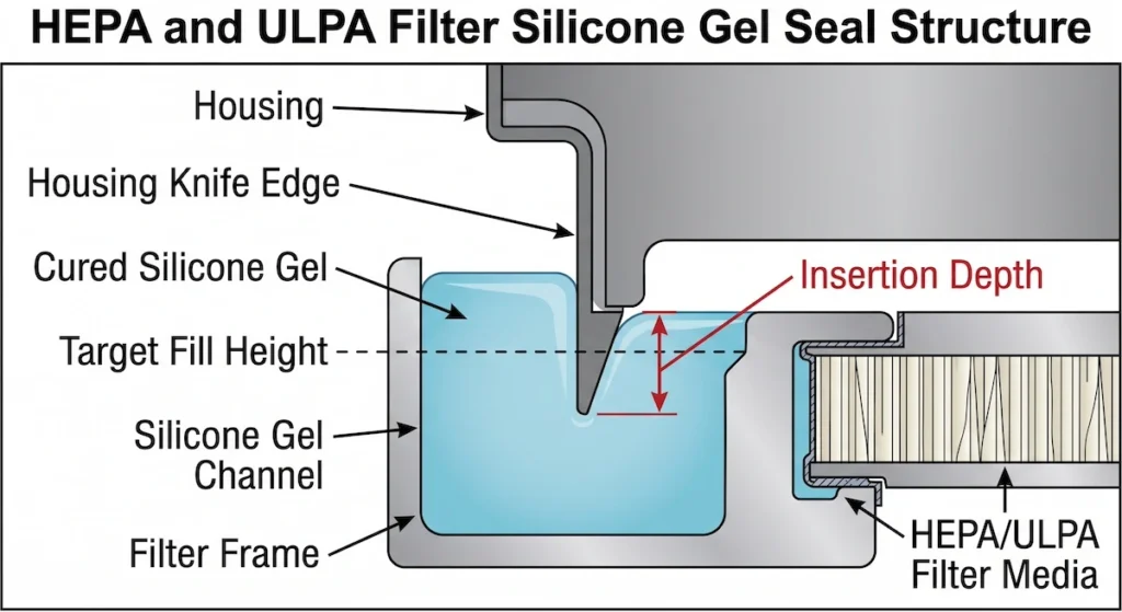 HEPA and ULPA Filter Silicone Gel Seal Structure