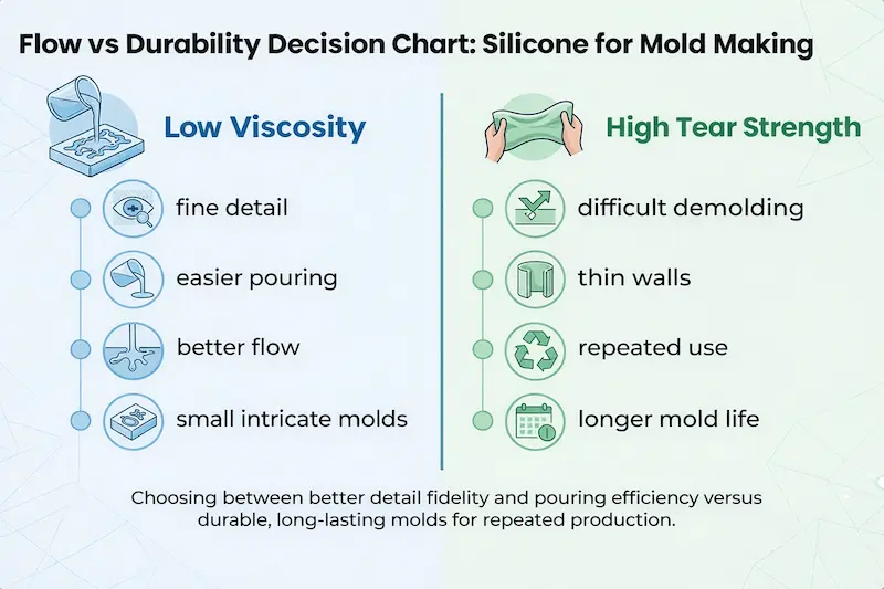 Низкая вязкость и высокая прочность на разрыв силикона: Что важнее при изготовлении пресс-форм? 