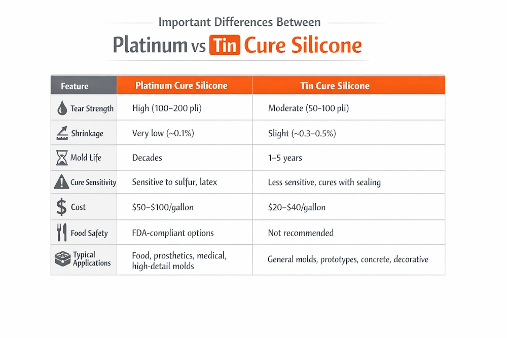 Platinum-Cure Silicone vs Tin-Cure Silicone Differences