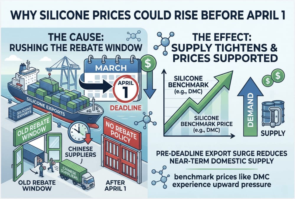 Short term silicone price rise before export tax rebate cancellation